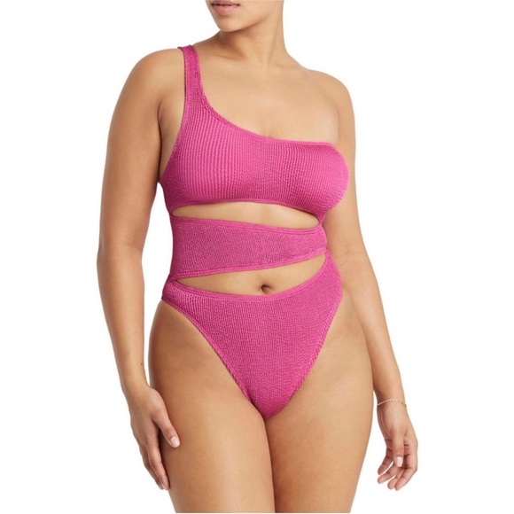 NWT Bond-Eye Rico One Piece Cut Out Swimsuit in Fuschia Pink - Picture 3 of 10